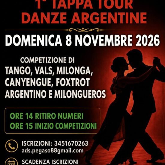 Locandina 3° Pegaso 88 Cup competizione tango argentino a Milano